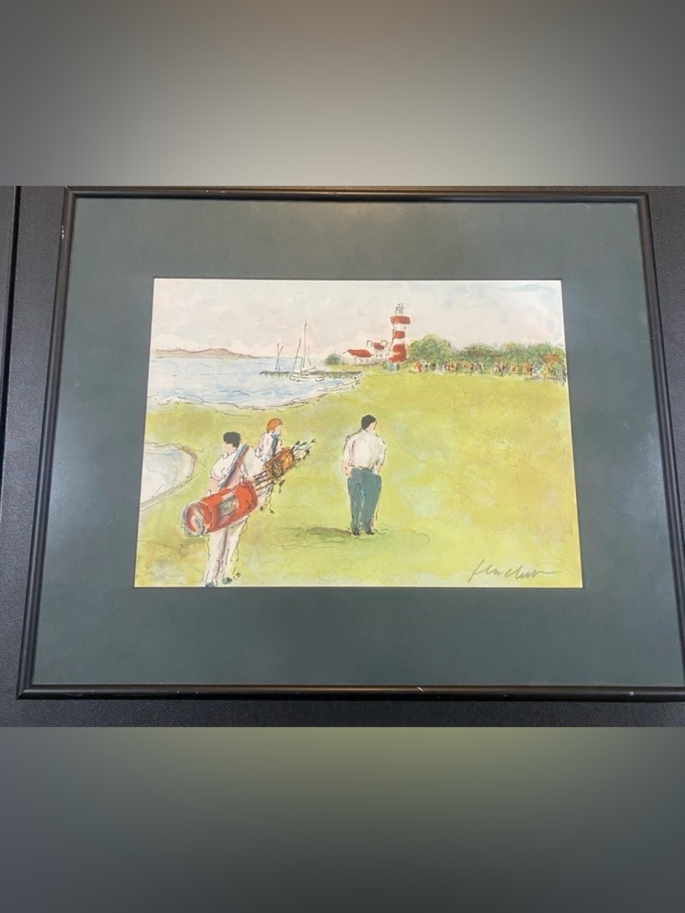Urbain Huchet Lighthouse Links  505/650 Beautiful Lithograph Framed Golf Summer